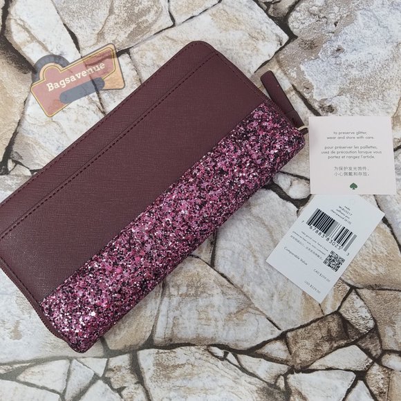 #bagsavenue neda wallet saffiano pvc Greta Court Cherrywood Burgundy Kate Spade - Picture 7 of 11
